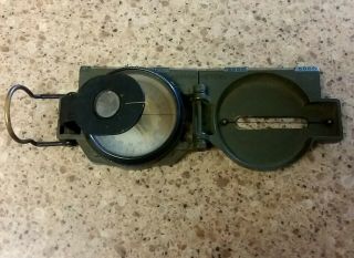 Vintage Korean War U.  S.  Military Issued Compass.  Manufactured By Waltham. 3