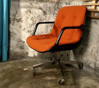 Vintage 1971 Mcm Steelcase / Knoll / Pollock - Style Office Task Chair Bk & Og