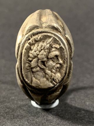 Ancient Roman Silver Legionary Ring With Marcus Aurelius Insert Circa 140 - 200ad