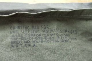 Carrying Bag for US Army M - 1949 Mountain Sleeping Bag - Waterproof - Dated 1952 4