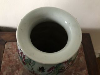 Antique Chinese Celadon Famille Rose Gilt Porcelain Vase 19th C 5