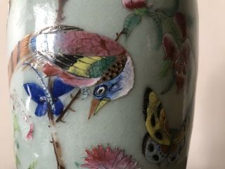 Antique Chinese Celadon Famille Rose Gilt Porcelain Vase 19th C 7