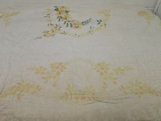 Early 20th Century Double Bedspread.  Sanderson Carnations.  Edwardian. 5