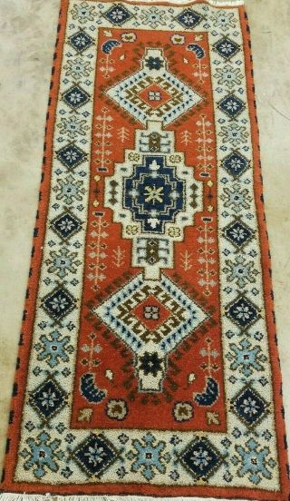 2x6 Hand - Knotted Caucasian Persian Kazakh Tribal 100 Wool Antiquity Rug Runner