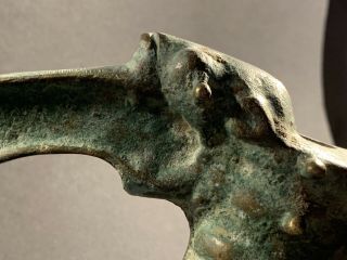 RARE ANCIENT LURISTAN BRONZE AXE HEAD DEPICTING BEAST HEAD - CIRCA 1200 - 800BCE 5