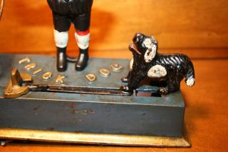 Painted Antique Cast Iron Trick Dog Mechanical Bank by Hubley 1920,  s 8