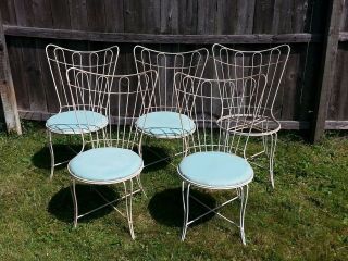 5 Homecrest Siesta Bent Wire Potio Chairs,  Mid Century,  Vintage