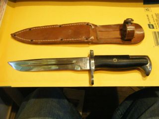 Us Kutmaster Fighting Knife W/leather Scabbard Sheath