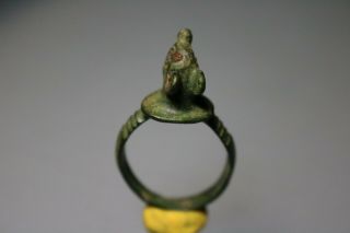 Ancient Interesting Roman Bronze Ring Bust 1st - 4th century AD 2