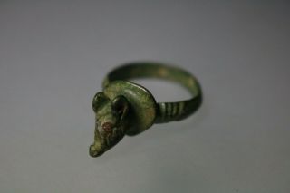 Ancient Interesting Roman Bronze Ring Bust 1st - 4th century AD 5