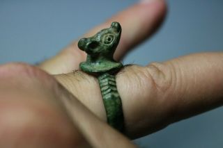 Ancient Interesting Roman Bronze Ring Bust 1st - 4th century AD 6