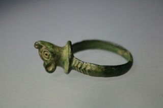 Ancient Interesting Roman Bronze Ring Bust 1st - 4th century AD 7