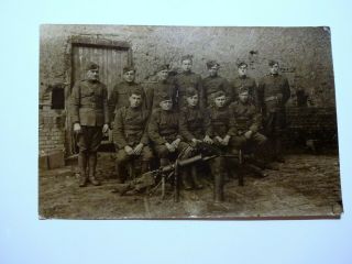 Ww1 Rppc Real Photo Post Card Soldiers Posing With Machine Gun