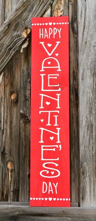 LARGE Rustic Wood Porch Sign Happy Valentines Day Primitive Love Holiday Home 2