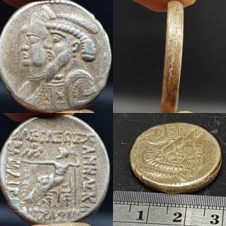 Sassanian King & Queen Solid Silver Old Wonderful Coin 33