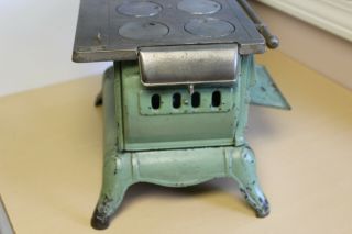 Antique Vindex Cast Iron Toy Stove - Cream & Green Paint 6