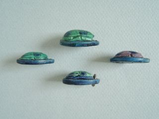 Four Compton Pottery Arts & Crafts Scarab Beetle Pendants 3