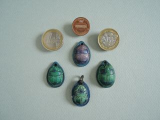 Four Compton Pottery Arts & Crafts Scarab Beetle Pendants 6