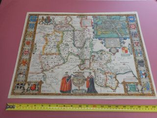 100 Large Oxfordshire Map By John Speed C1627 Hand Coloured