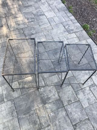 Vintage 1960s Metal Nesting Three Tables 3