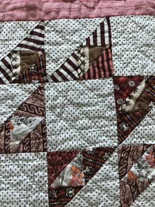 patchwork quilt Civil War Era 1800 Handmade Hand quilting Antique Vintage 5