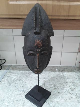 Antique African Ivory Coast Carved Wooden Mask.  Approx.  12 Inches Tall.