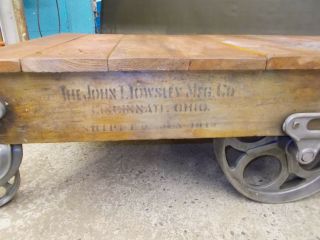 Antique 1913 Railroad Cart John T Towsley Mfg Co Frame w Iron Wheels 2