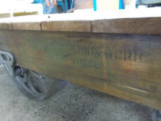 Antique 1913 Railroad Cart John T Towsley Mfg Co Frame w Iron Wheels 7