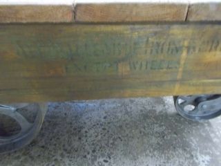 Antique 1913 Railroad Cart John T Towsley Mfg Co Frame w Iron Wheels 9