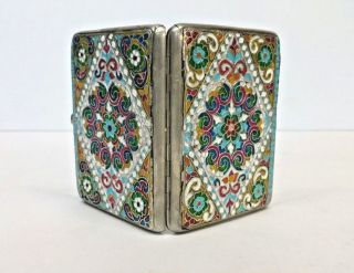 Antique Russian 84 Silver Enamel Cigarette Case Box 19th Century