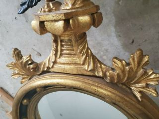 Federal bull ' s eye convex mirror with gilt decor and black & gold eagle 6