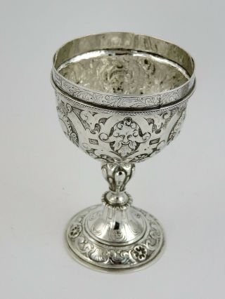 Stunning Cherub and Bacchus HANAU SILVER 230ml WINE GOBLET,  c.  1880 German cup 2