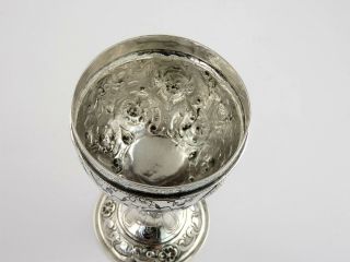Stunning Cherub and Bacchus HANAU SILVER 230ml WINE GOBLET,  c.  1880 German cup 5