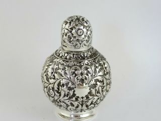 Victorian Silver Embossed Tea Caddy London 1890 E Finlay 189g Sterling