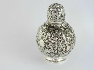 Victorian SILVER EMBOSSED TEA CADDY London 1890 E Finlay 189g sterling 2