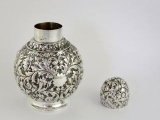 Victorian SILVER EMBOSSED TEA CADDY London 1890 E Finlay 189g sterling 3