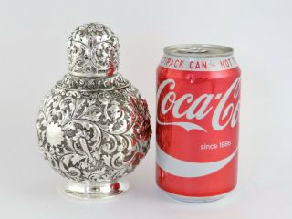 Victorian SILVER EMBOSSED TEA CADDY London 1890 E Finlay 189g sterling 6