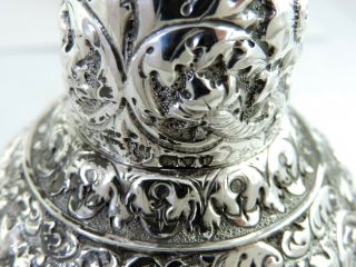 Victorian SILVER EMBOSSED TEA CADDY London 1890 E Finlay 189g sterling 8
