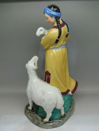 ANTIQUE CHINESE PORCELAIN JINGDEZHEN FIGURINE GIRL AND SHEEP SHEPHERDESS FIGURE 3