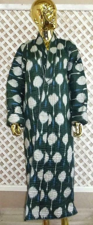 Uzbek Hand Loomed Cotton Ikat Warm Coat Chapan Jacket 1630