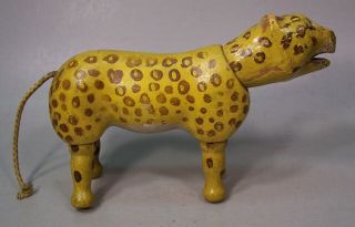Rare Vintage Wooden Schoenhut Circus Leopard Toy - - Paint,  Painted Eyes