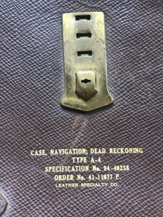 Vintage WWII Case Navigation dead reckoning pilots briefcase leather A - 4 gear 3