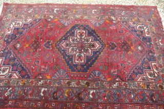Antique Caucasian Wool Rug 6.  5 ' Persian Geometric Animal Motif H/Weaved 30s Chic 2