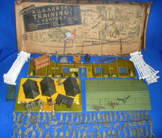 Vintage Marx Us Army Training Center Playset Soldier Toy 1950s Box Battleground