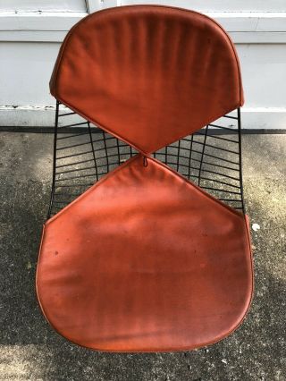 Vintage Eames Herman Miller Wire Mesh Eiffel DKR Chair with orange vinyl pads 2
