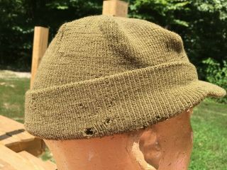 100 WW2 Jeep or Mechanics Wool Knit Cap,  Size Large,  From Estate 2