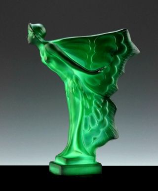 Art Deco Jade Car Mascot Spirit of Ecstasy Figurine Hood Ornament Flying Lady 4