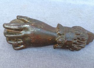 Big antique french door knocker cast iron early 1900 ' s hand ball castle mansion 2