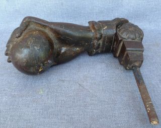 Big antique french door knocker cast iron early 1900 ' s hand ball castle mansion 3