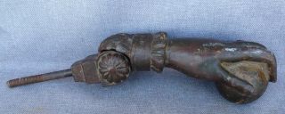 Big antique french door knocker cast iron early 1900 ' s hand ball castle mansion 5